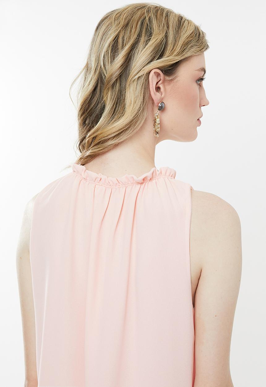 Revenge - Ruched neck sleeveless blouse - pink
