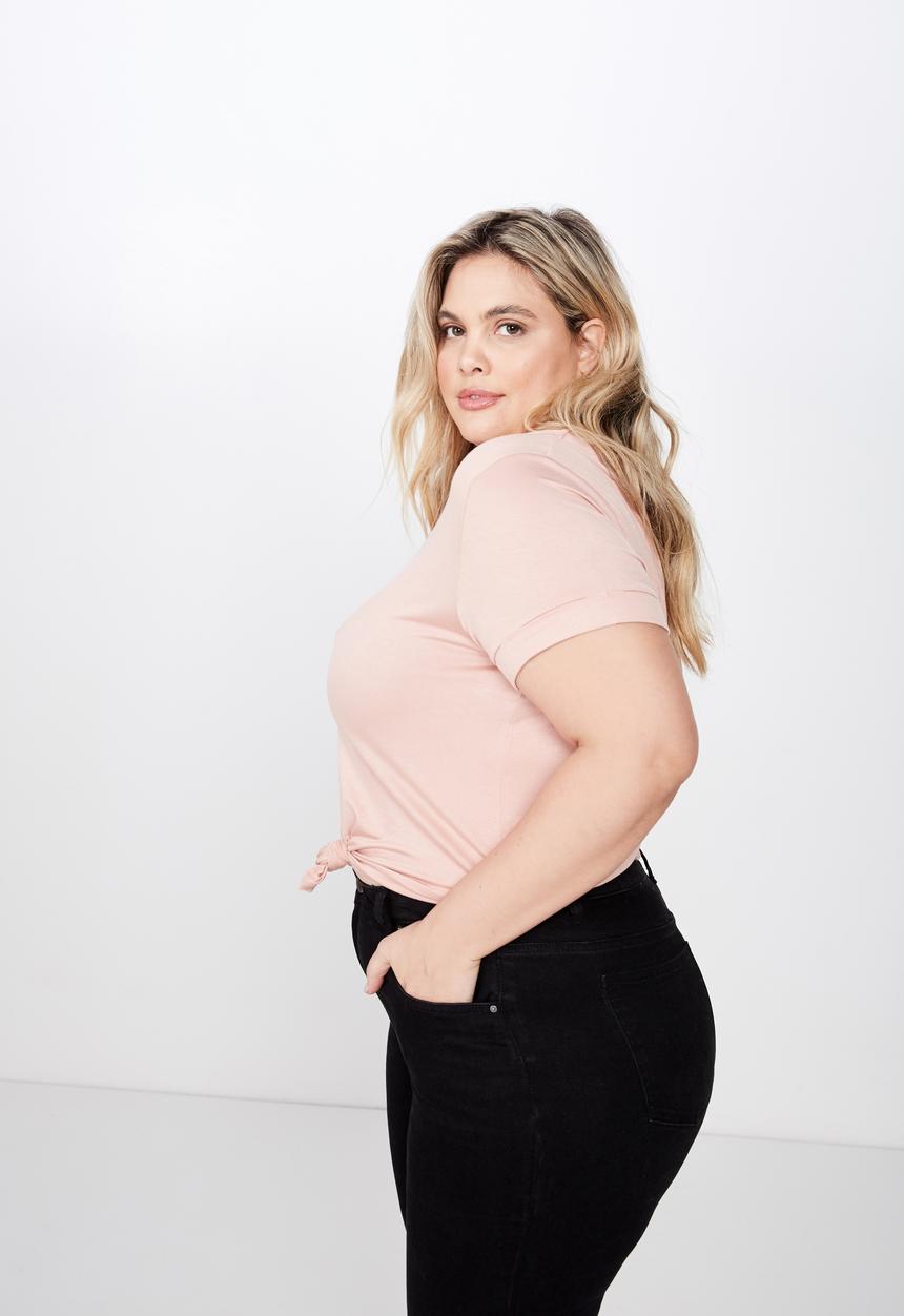 Cotton On - Curve karly short sleeve tee  - pink