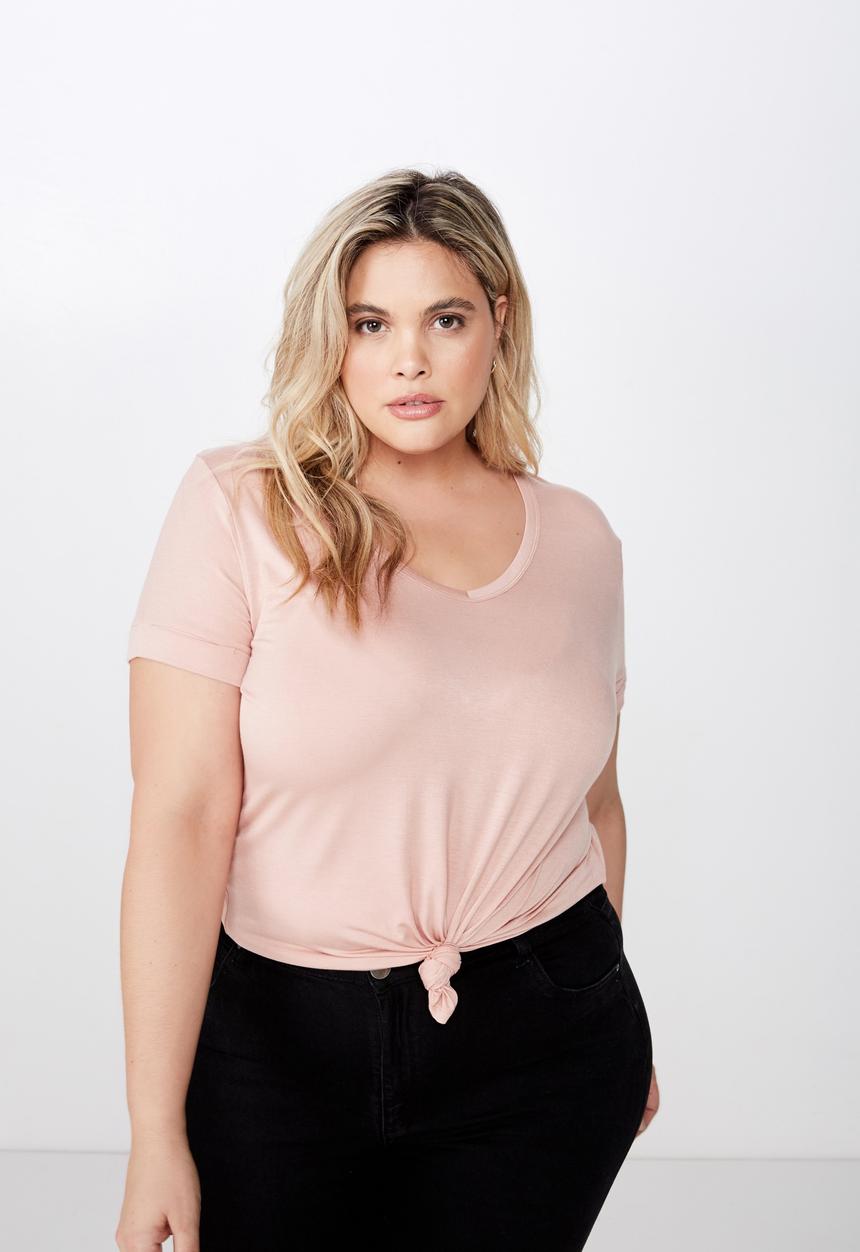 Cotton On - Curve karly short sleeve tee  - pink