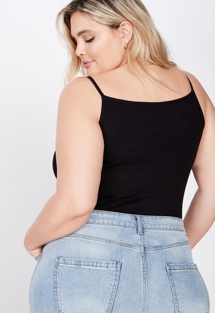 Cotton On - Curve turnback strappy bodysuit  - black