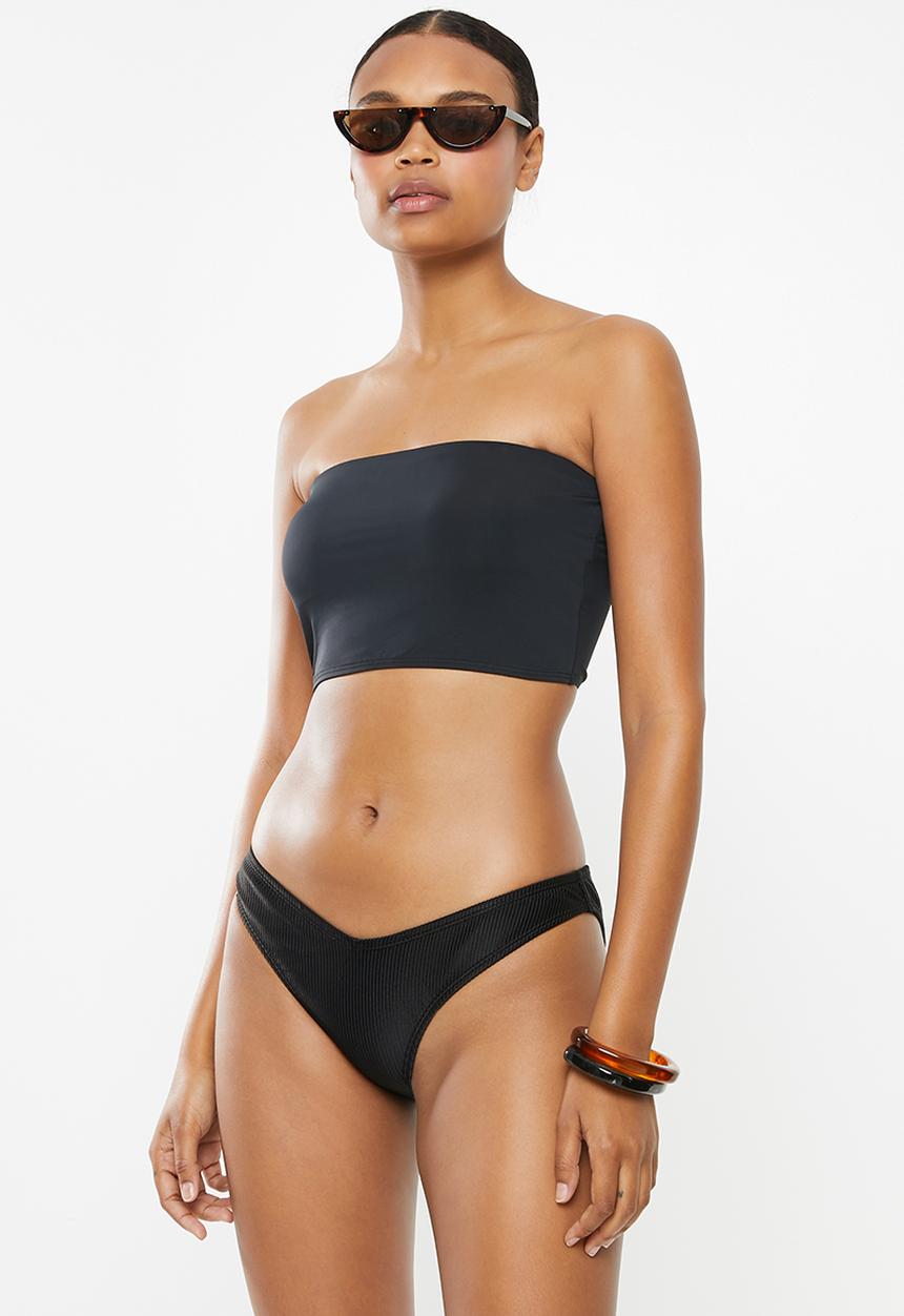 Cotton On - Longline bandeau bikini top - black