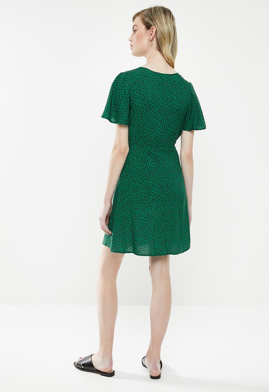 Superbalist - Mini wrap dress - green & black