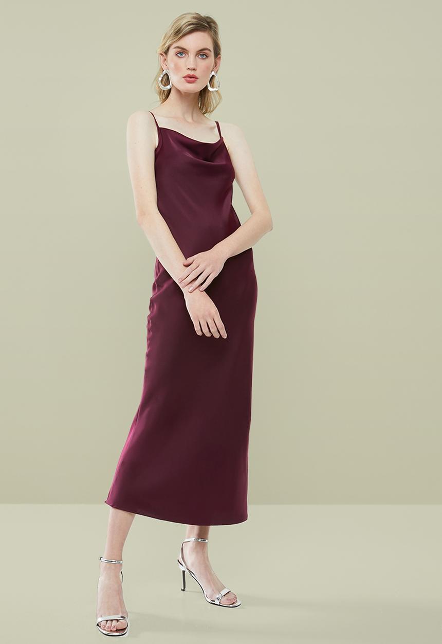 Superbalist - Cowl slip dress - burgundy