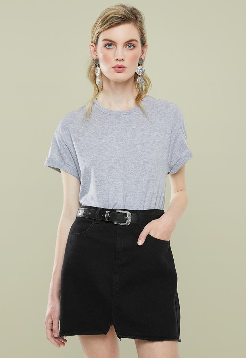 Superbalist - Boxy tee with roll up sleeve - grey