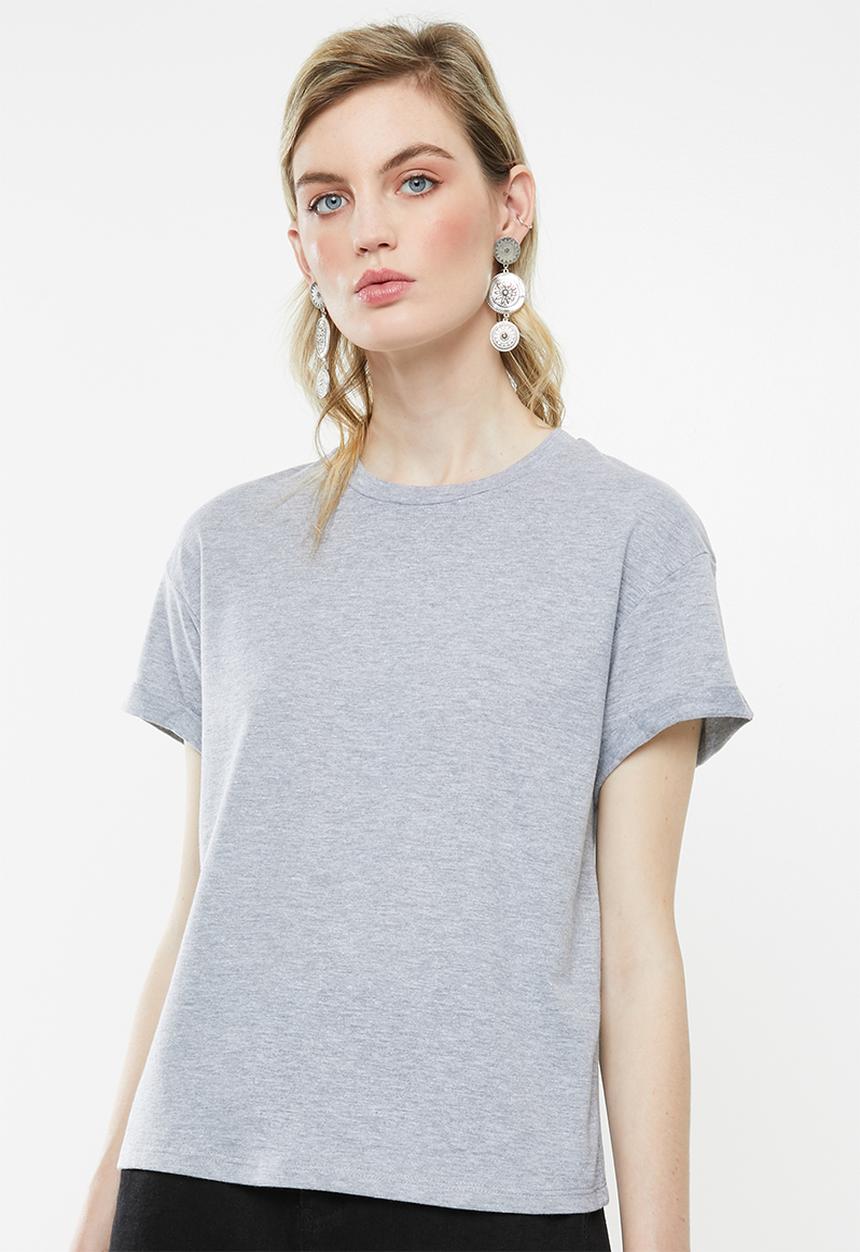 Superbalist - Boxy tee with roll up sleeve - grey