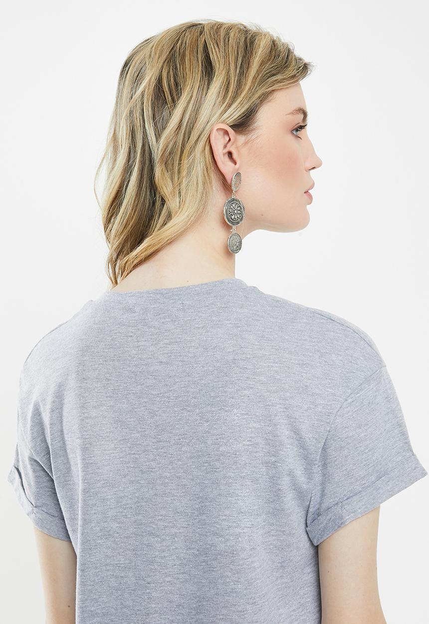 Superbalist - Boxy tee with roll up sleeve - grey