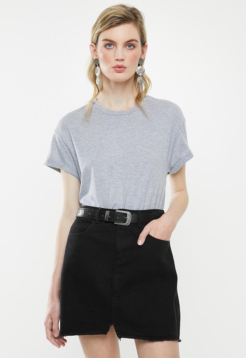 Superbalist - Boxy tee with roll up sleeve - grey