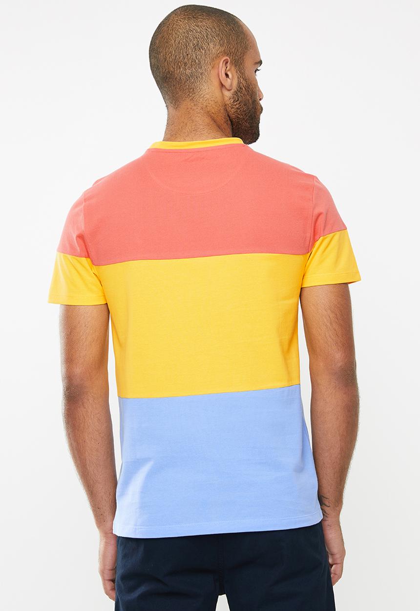 POLO - Liam cut & sew pique short sleeve crew neck - multi 