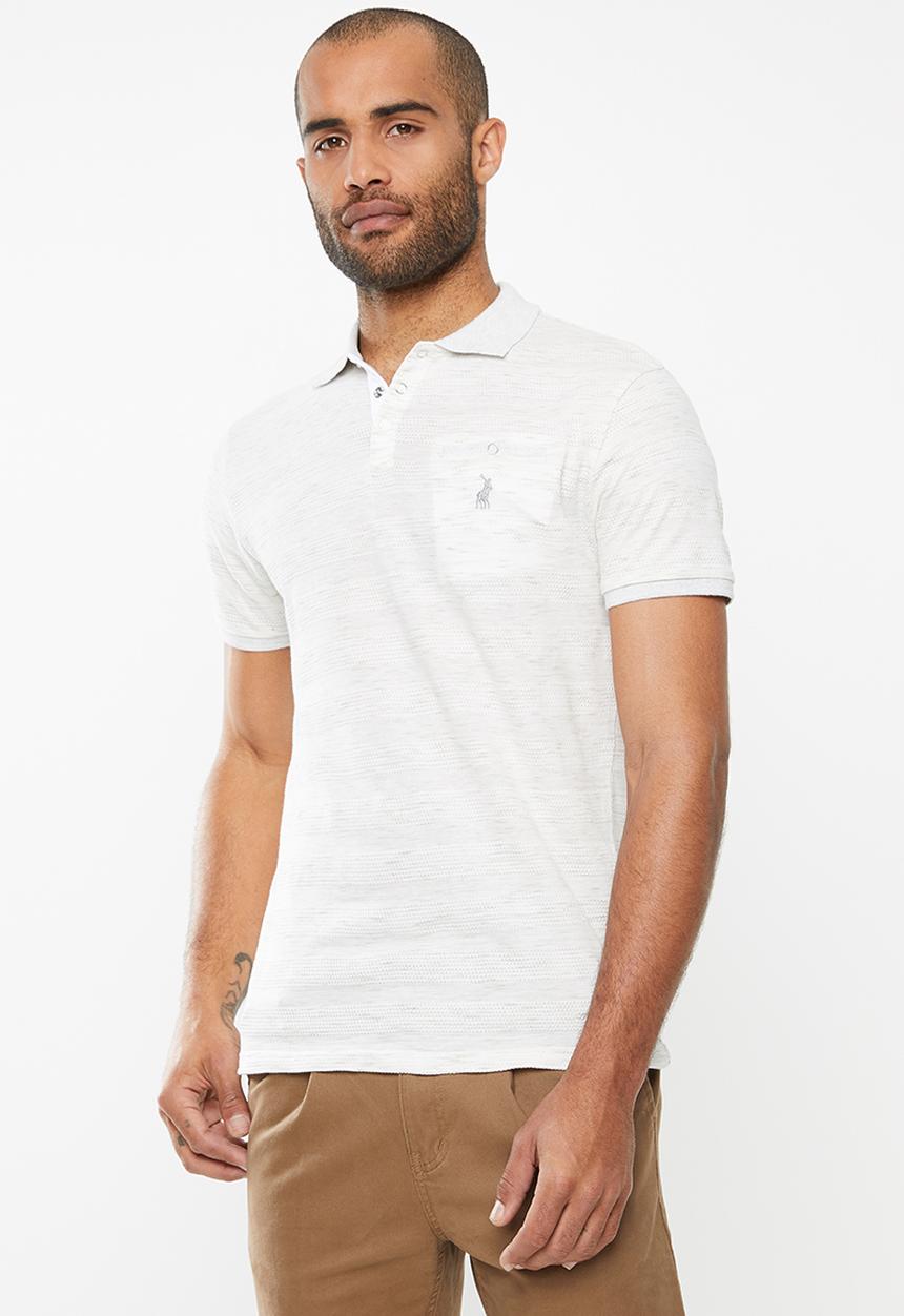 POLO - Wyatt custom fit short sleeve jacquard stripe golfer - grey 