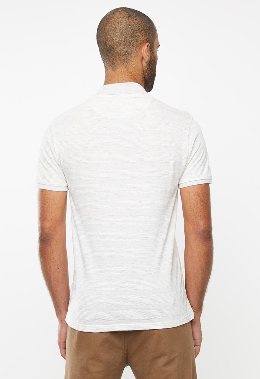 POLO - Wyatt custom fit short sleeve jacquard stripe golfer - grey 
