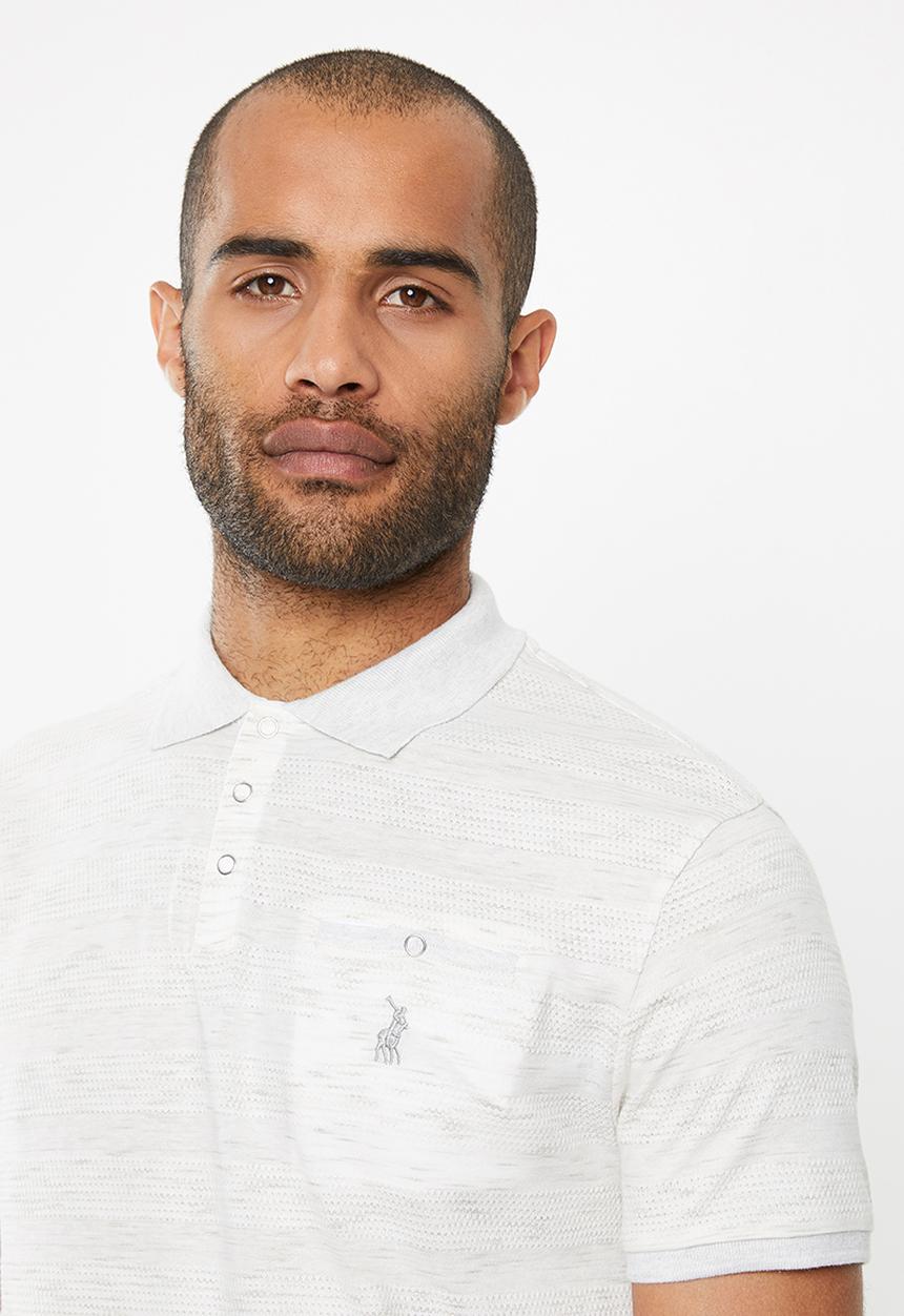 POLO - Wyatt custom fit short sleeve jacquard stripe golfer - grey 
