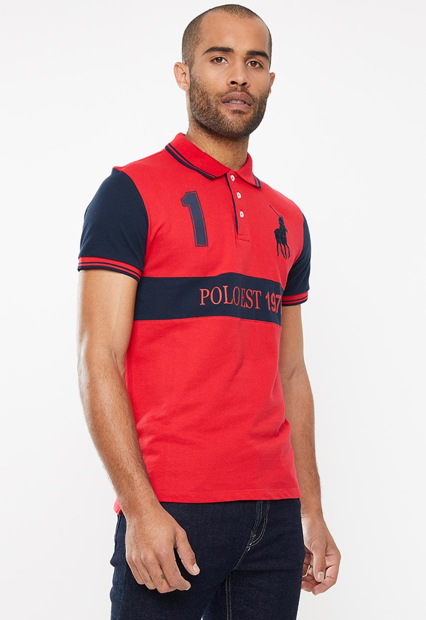 POLO - Luke custom fit upstyled ss pique golfer - red & navy