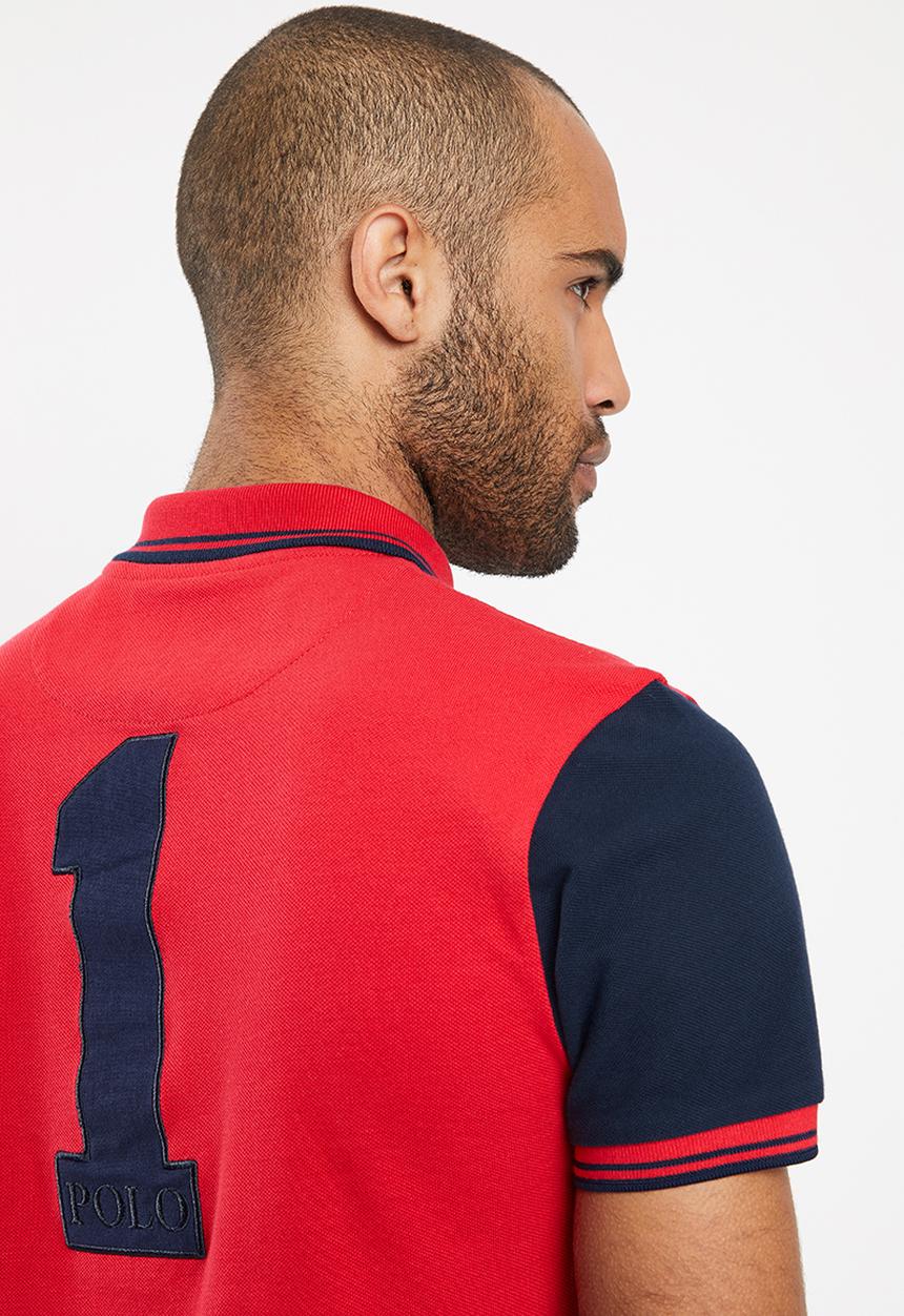 POLO - Luke custom fit upstyled ss pique golfer - red & navy