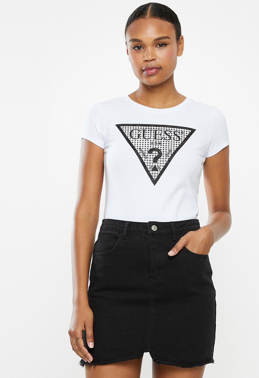 GUESS - Short sleeve gingham tee - white