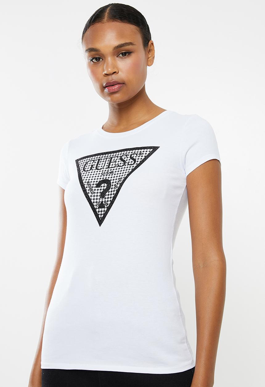 GUESS - Short sleeve gingham tee - white