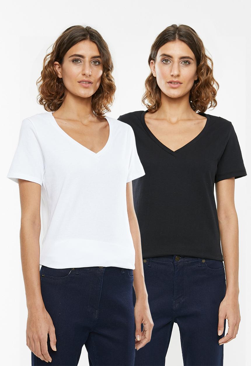 edit - 2 pack V-neck tees - black & white