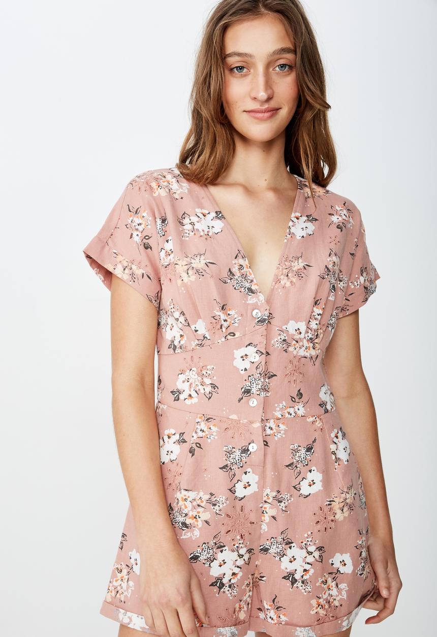 Cotton On - Woven dusk broiderie playsuit  - multi 