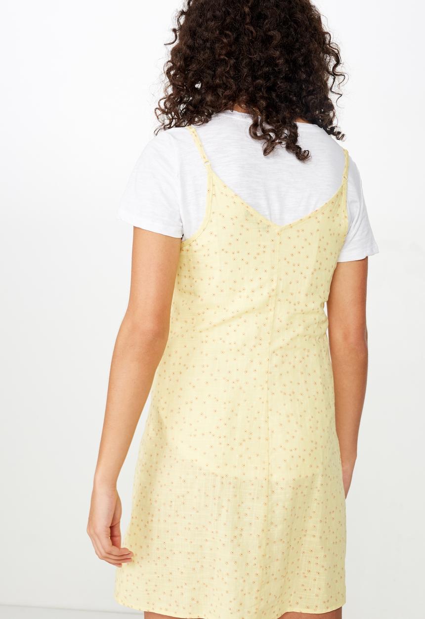Cotton On - Woven maisy strappy mini dress  - yellow & orange 