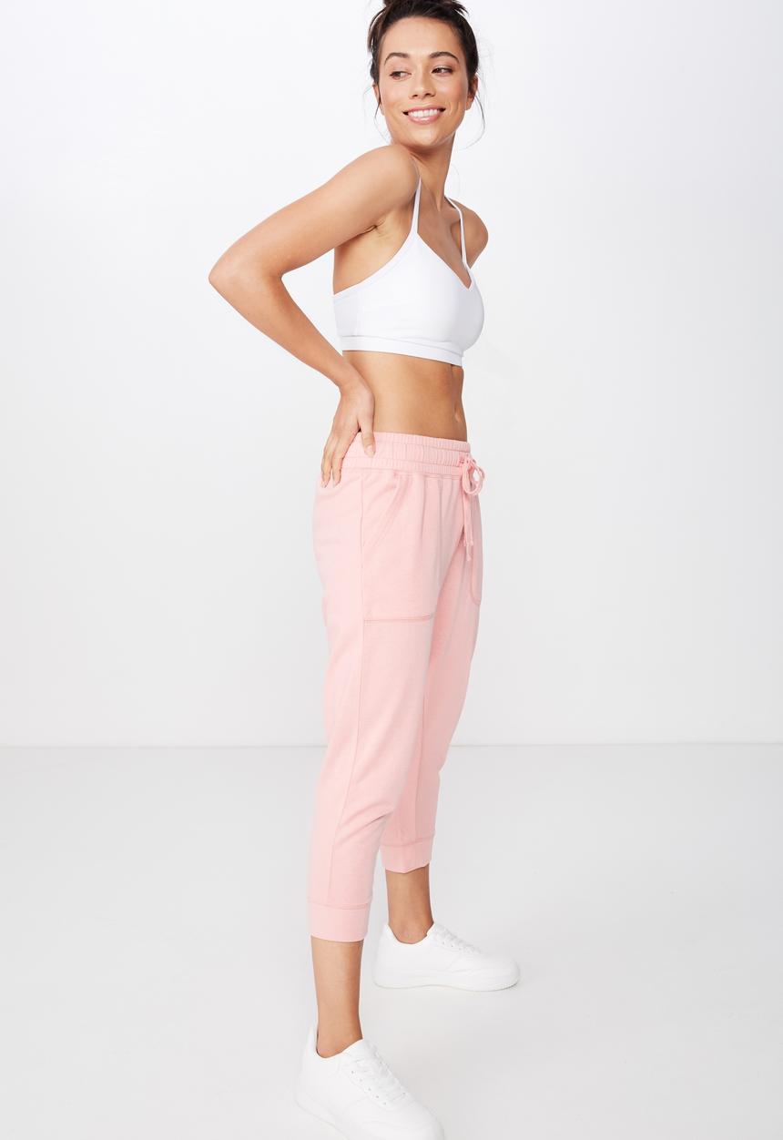 Cotton On - Cropped gym track pants - pink