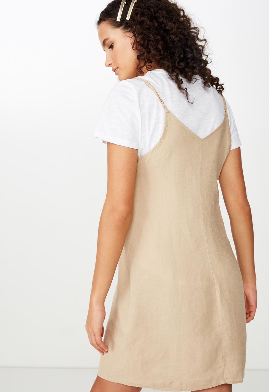 Cotton On - Woven maisy strappy mini dress  - beige