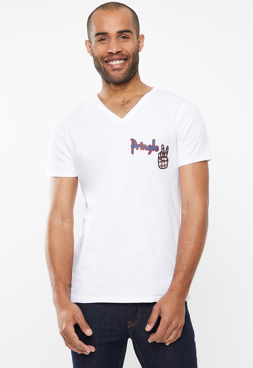 Pringle of Scotland - Dunbar peace V-neck tee - white