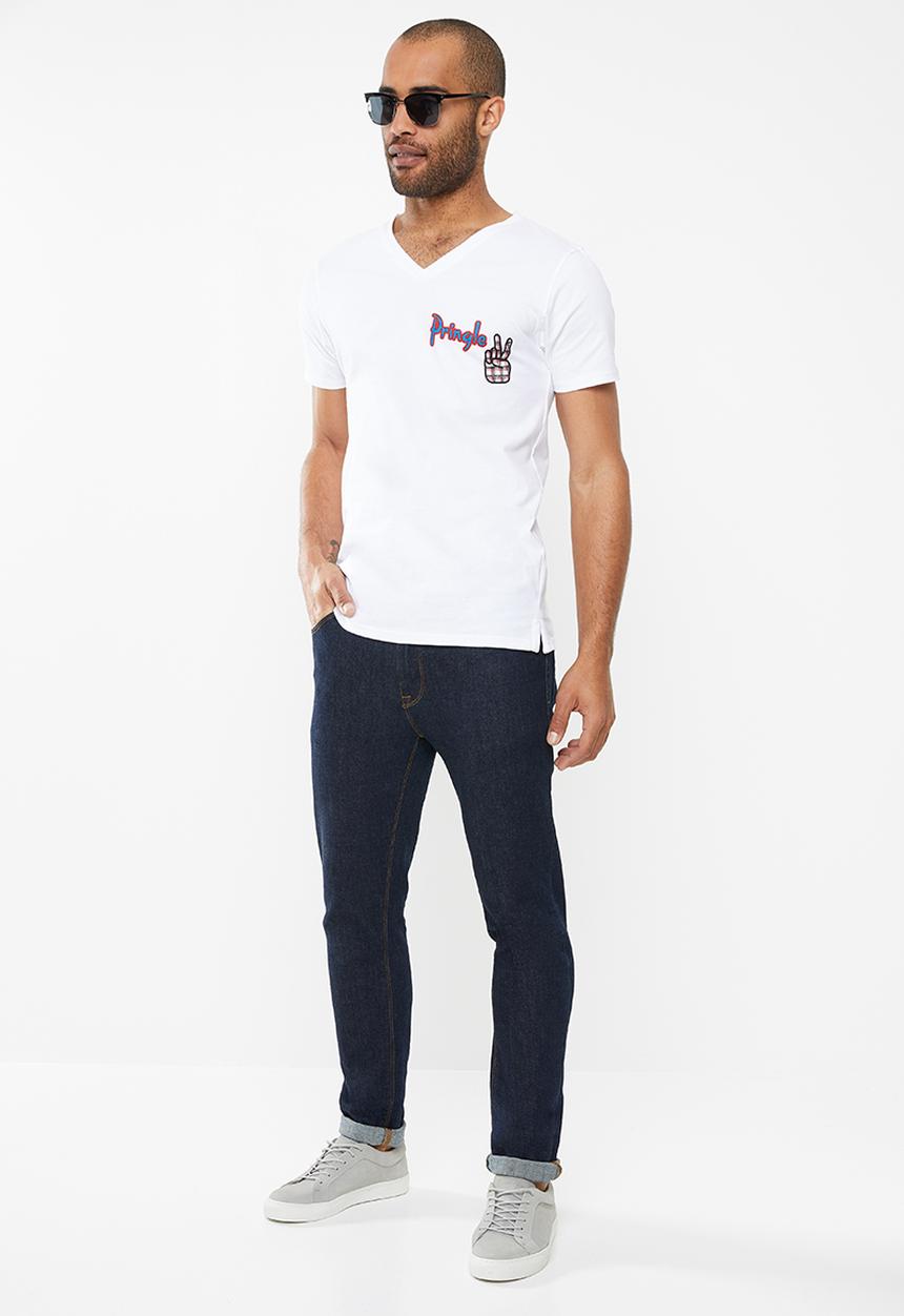 Pringle of Scotland - Dunbar peace V-neck tee - white