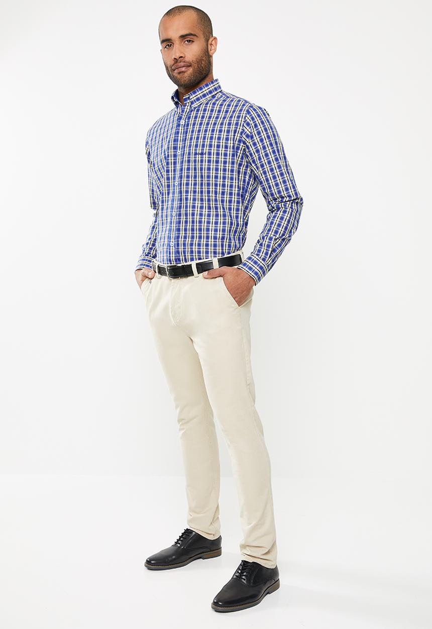 Pringle of Scotland - Pelton long sleeve check shirt - blue & yellow