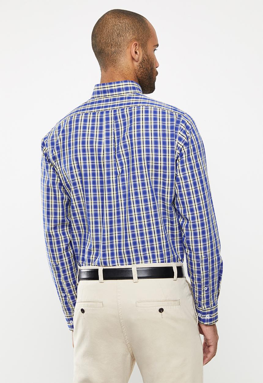 Pringle of Scotland - Pelton long sleeve check shirt - blue & yellow