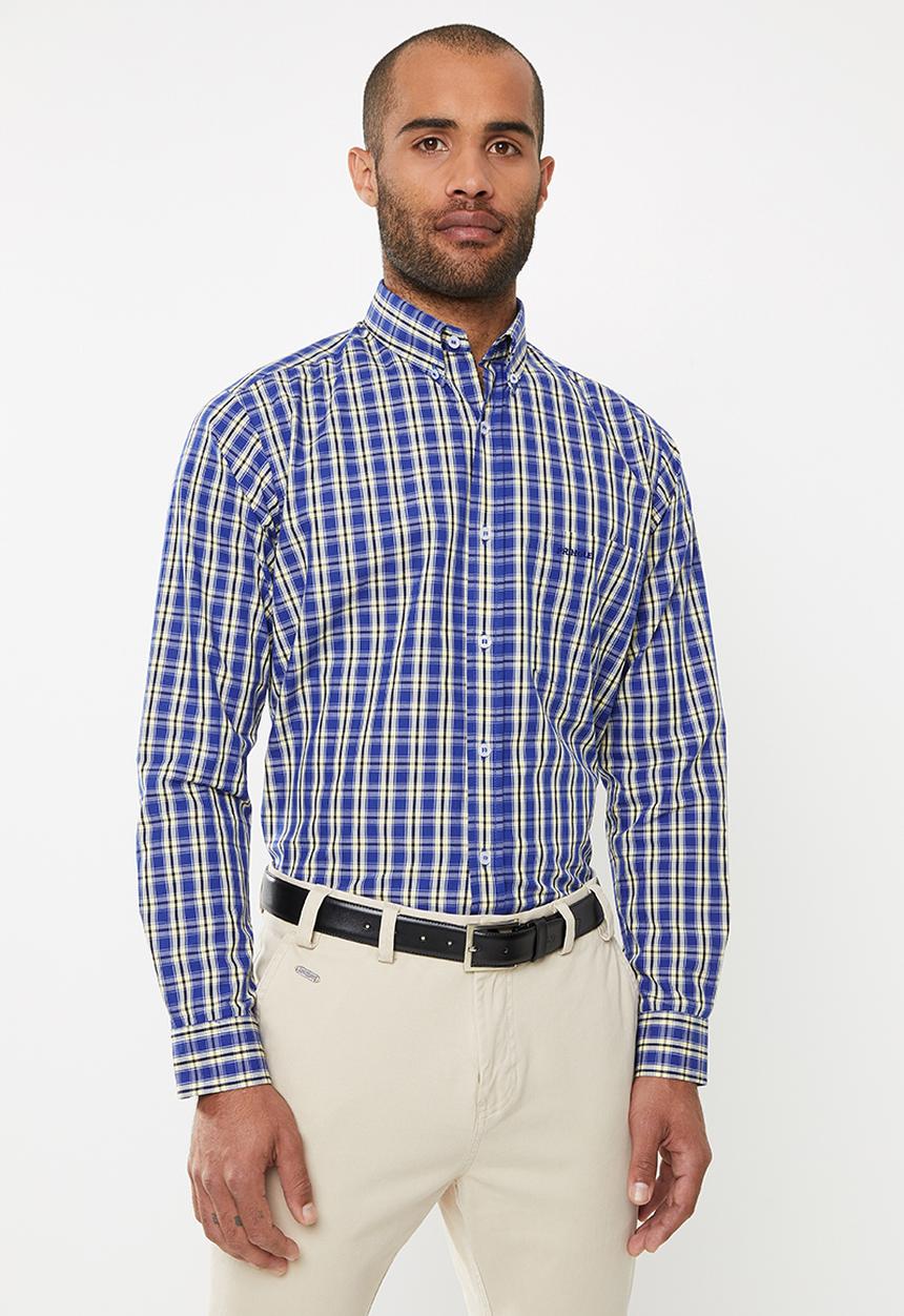 Pringle of Scotland - Pelton long sleeve check shirt - blue & yellow