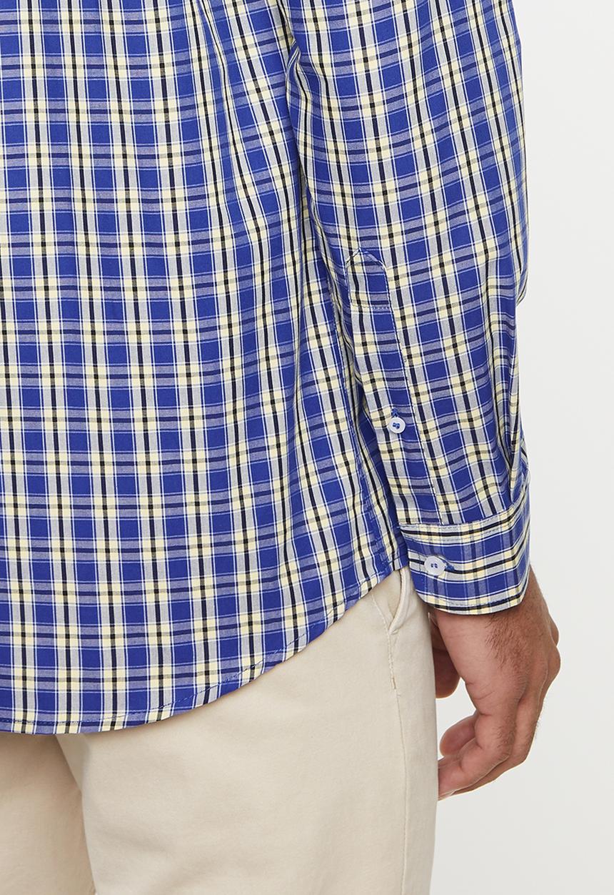Pringle of Scotland - Pelton long sleeve check shirt - blue & yellow