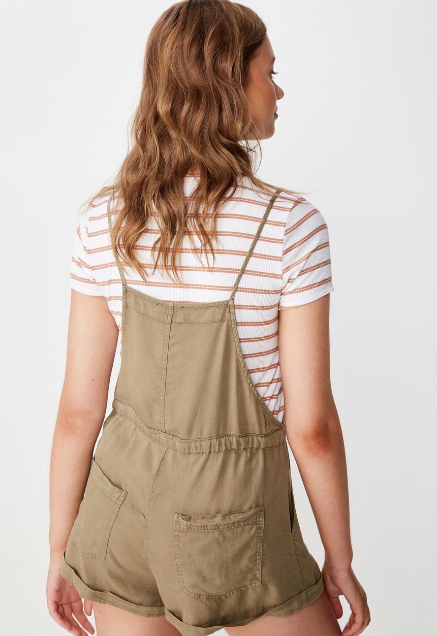 Cotton On - Woven val strappy playsuit  - green 