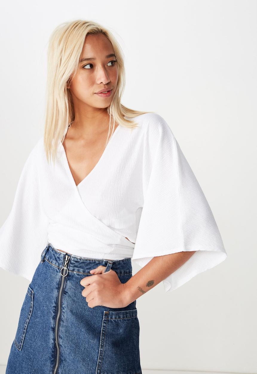 Cotton On - Jude kimono sleeve top  - white