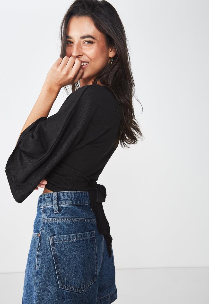 Cotton On - Jude kimono sleeve top  - black