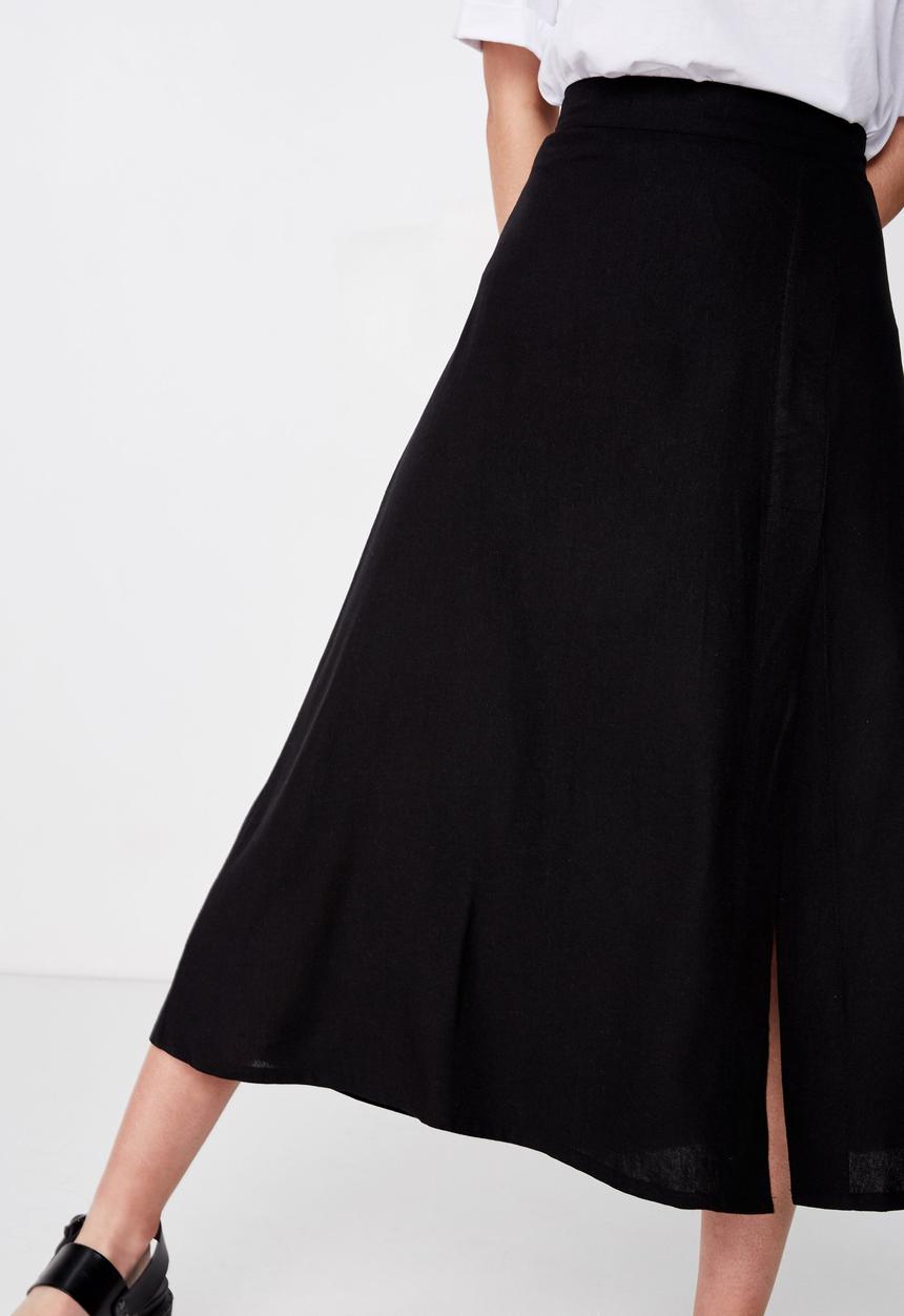 Cotton On - Woven Whitney midi skirt - black