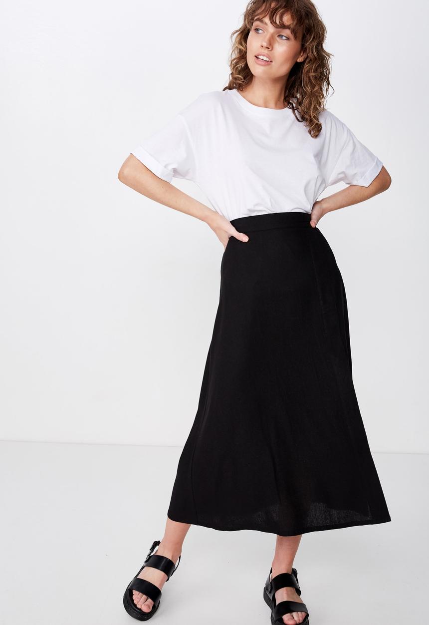 Cotton On - Woven Whitney midi skirt - black