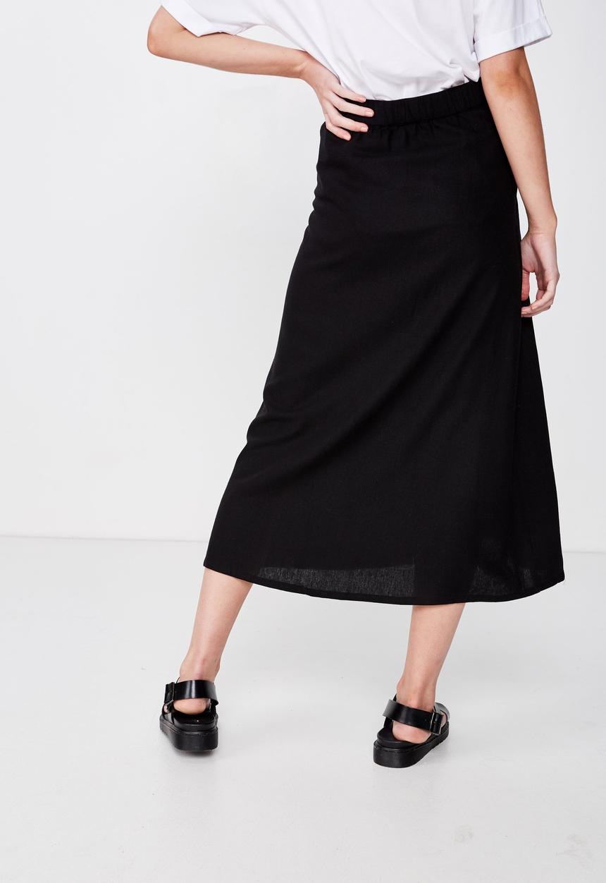Cotton On - Woven Whitney midi skirt - black
