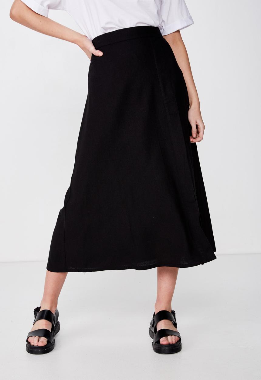 Cotton On - Woven Whitney midi skirt - black