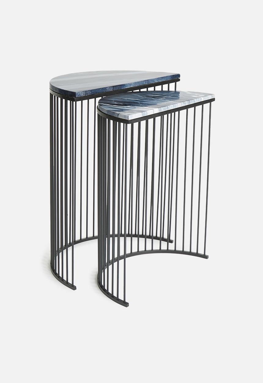 Sixth Floor - Half moon set of two tables - grey & black