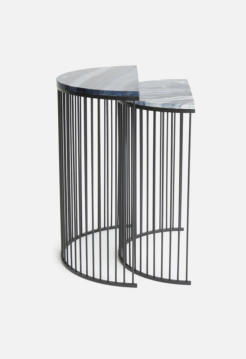 Sixth Floor - Half moon set of two tables - grey & black