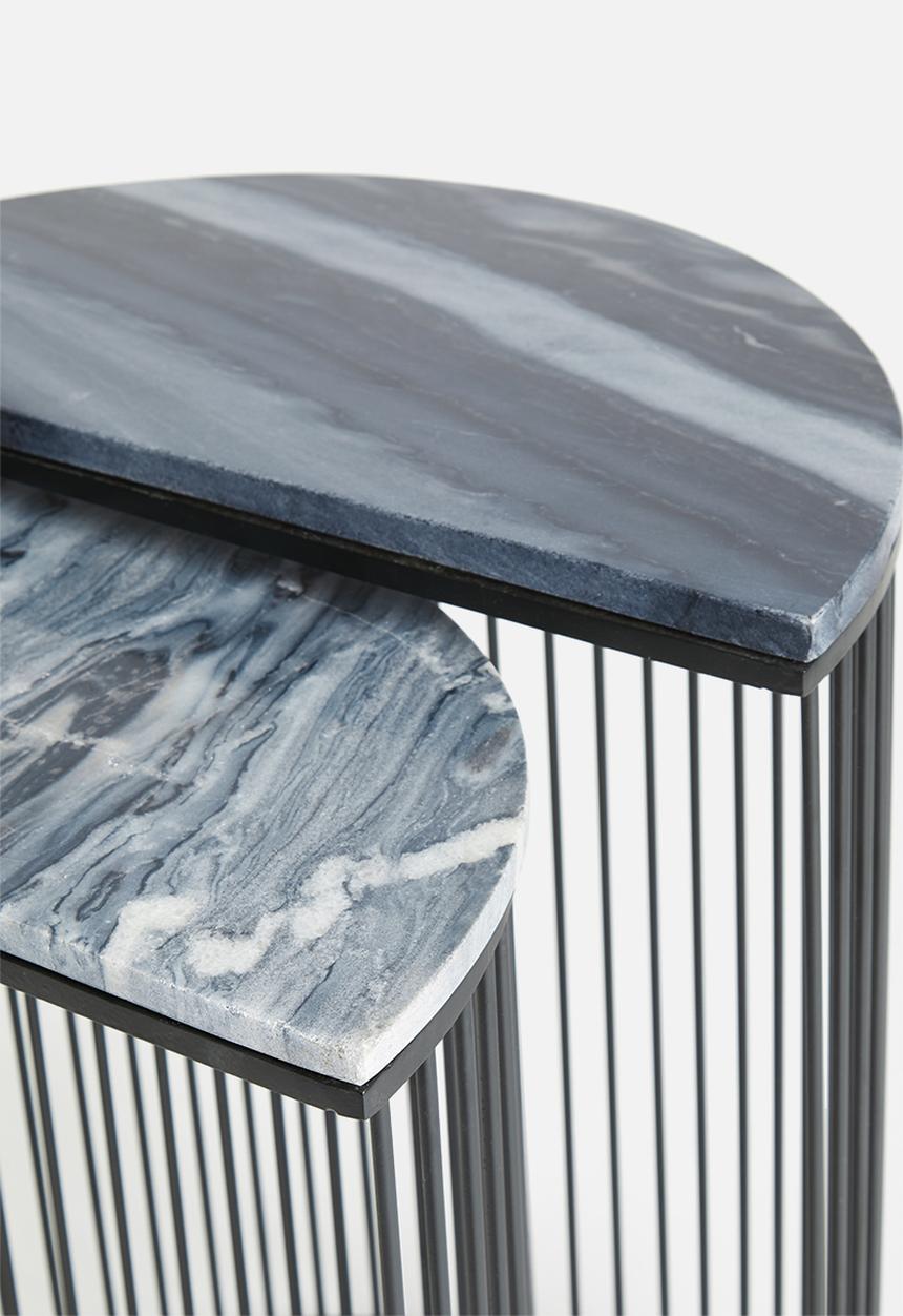 Sixth Floor - Half moon set of two tables - grey & black