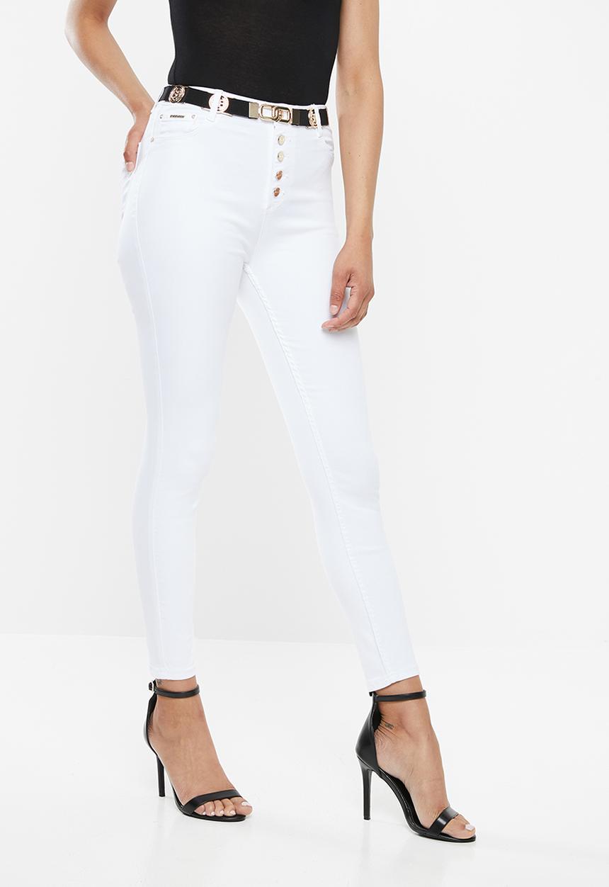 SISSY BOY - Ryder skinny with exposed buttons - white