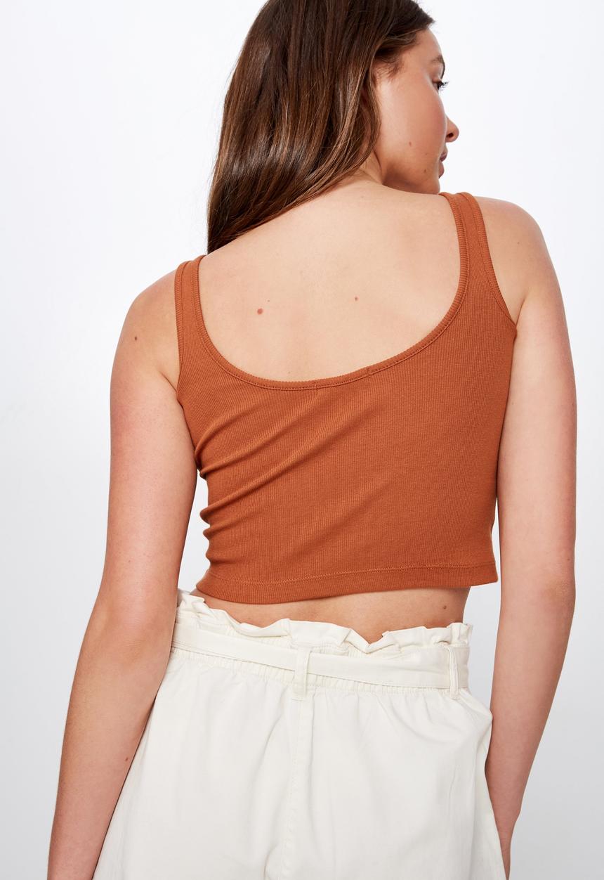 Cotton On - Dena strappy crop tank - rust 