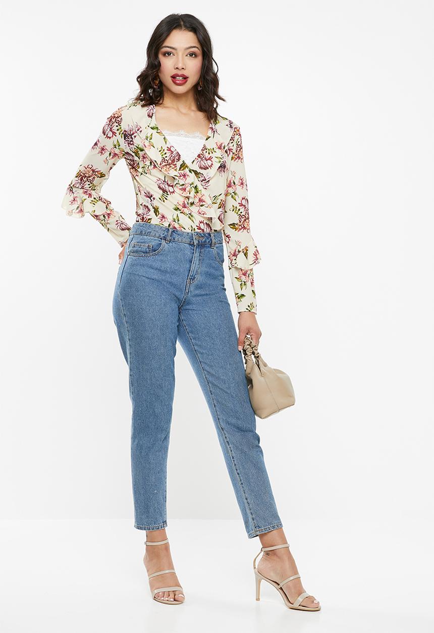 Missguided - Wrap front frill bodysuit - neutral