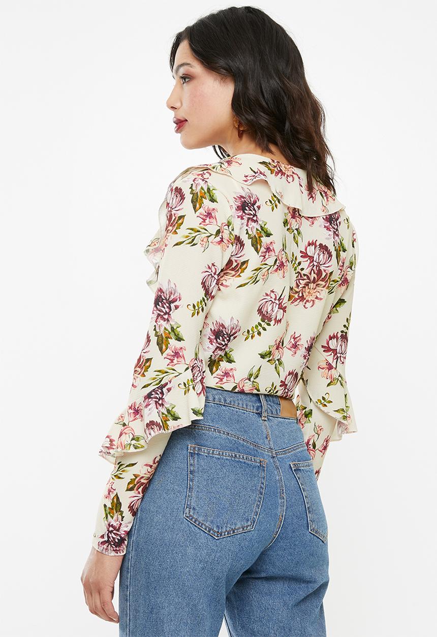 Missguided - Wrap front frill bodysuit - neutral