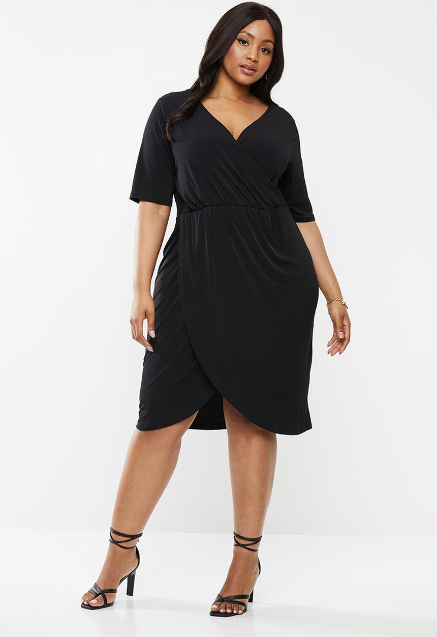 Superbalist - Mock wrap dress - black