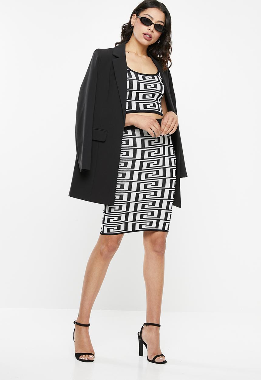 SISSY BOY - Printed knit crop top - black & white