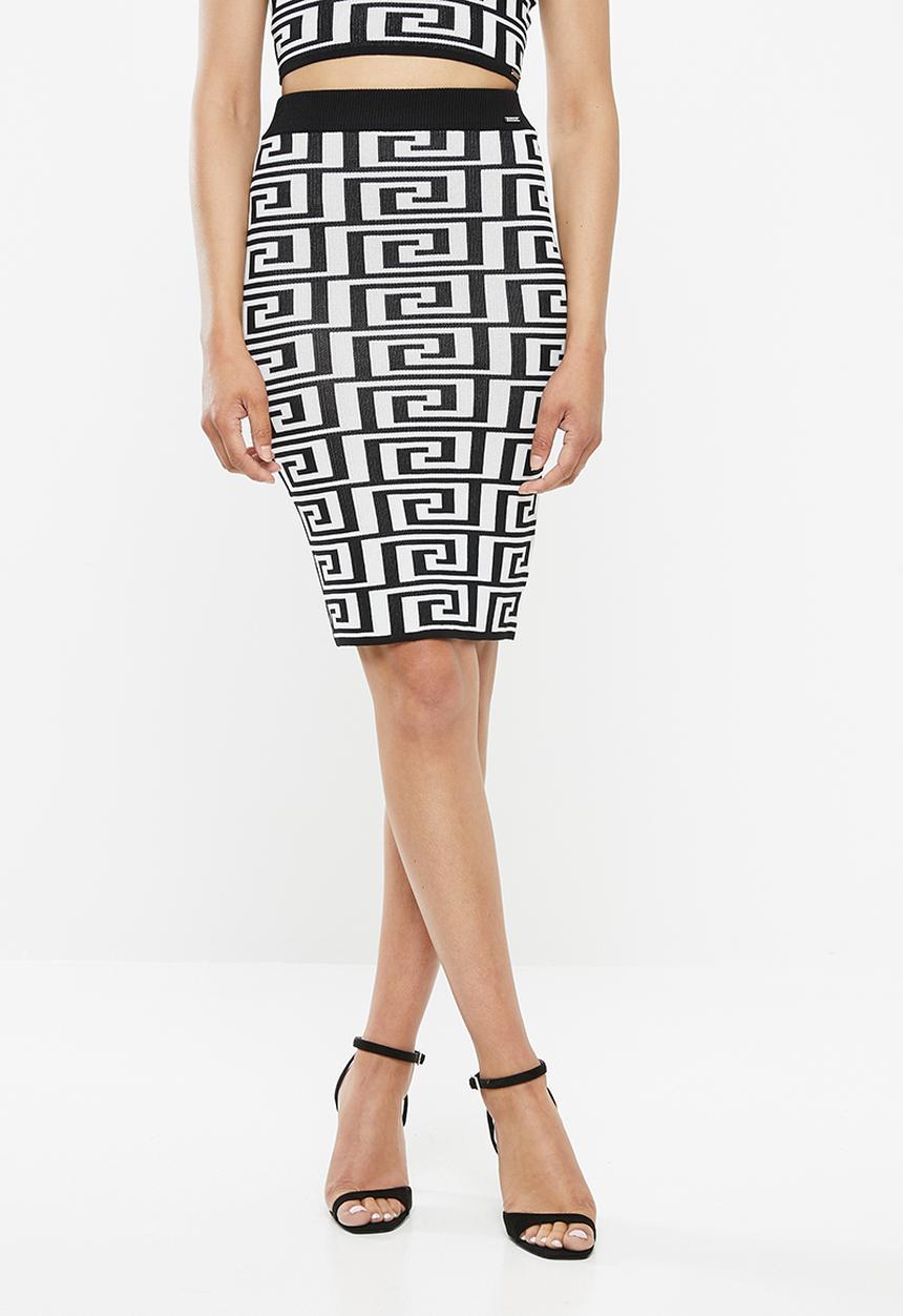 SISSY BOY - Printed knit midi skirt - black & white
