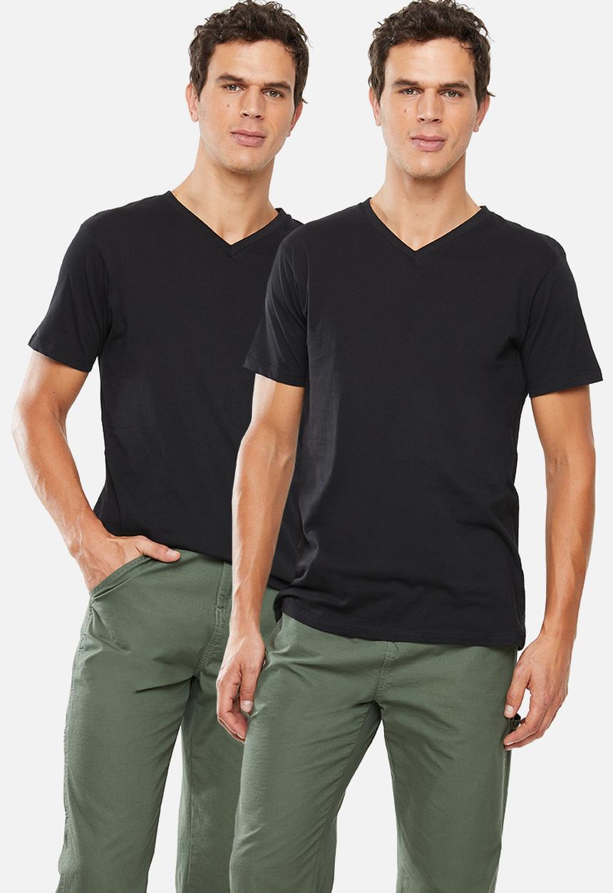 Superbalist - Plain V-neck 2 pack tees - black