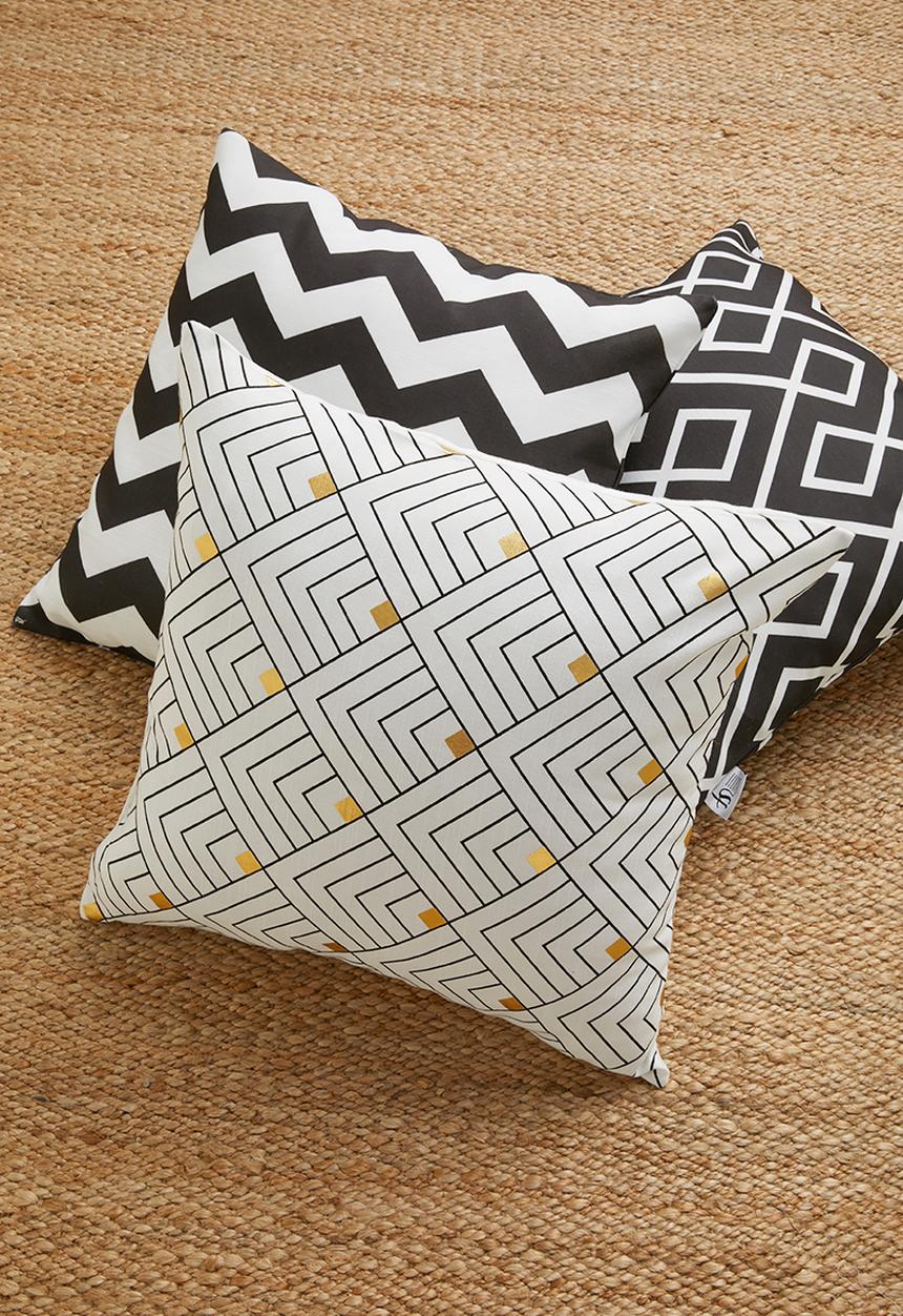 Sixth Floor - Mini chevron cushion cover - black & white