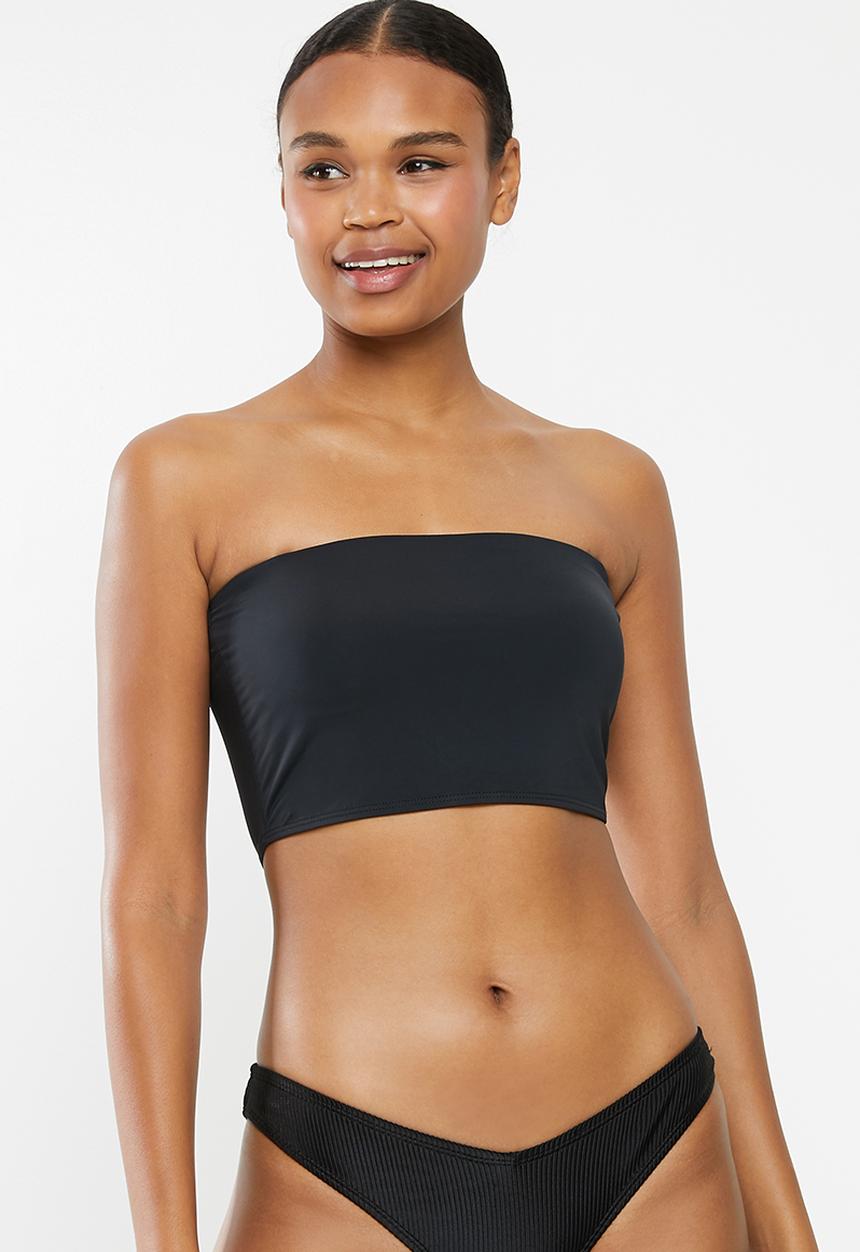 Cotton On - Longline bandeau bikini top - black